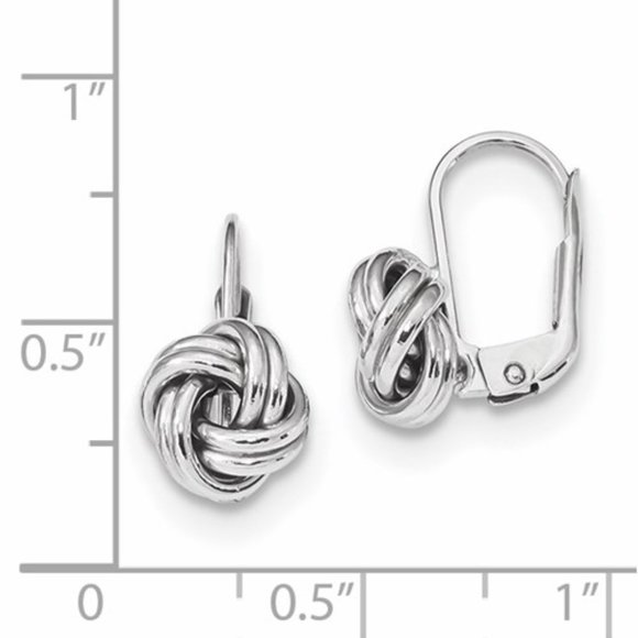 14k Yellow OR White Gold Polished Love Knot Lever-back Drop Earrings